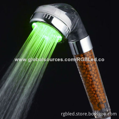 LED showerheads, water for power, light on without batteries, automatic changing colorNew